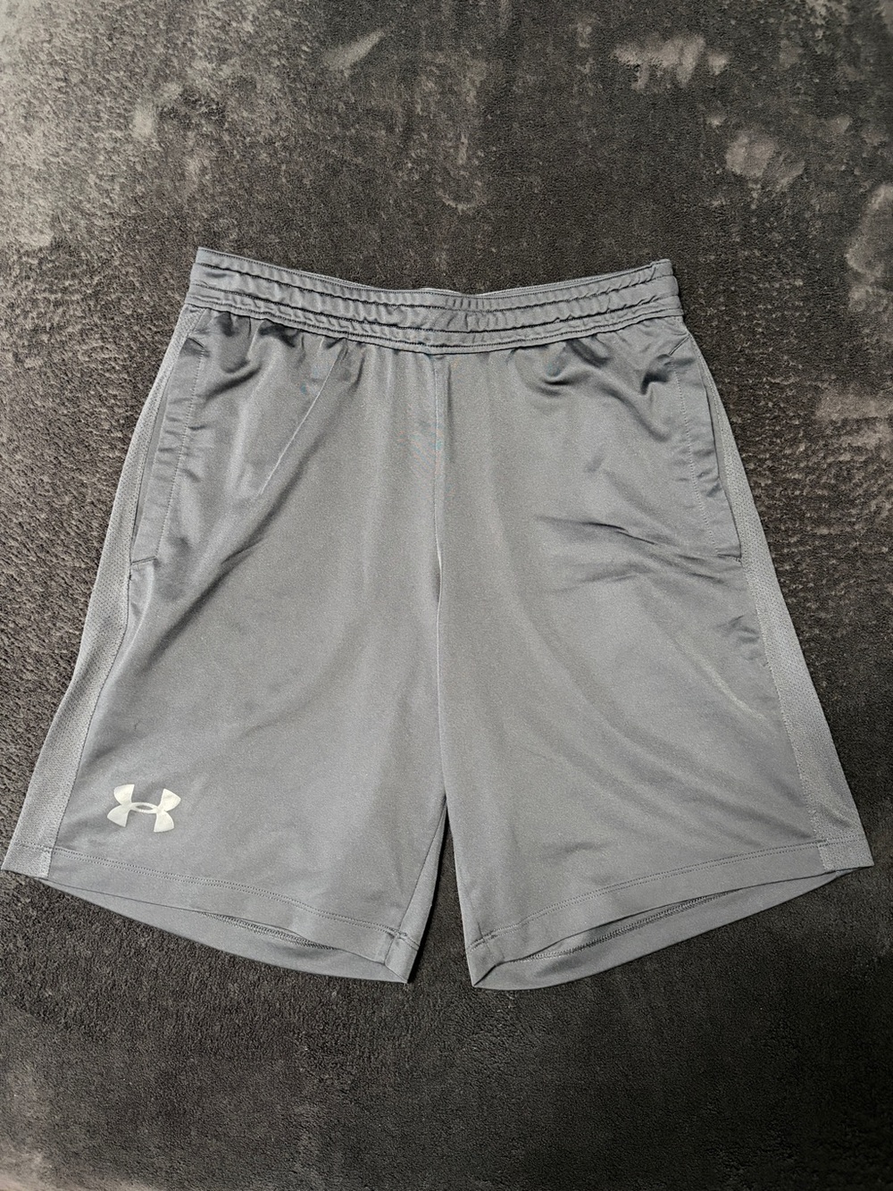 Under Armour Men's Black Athletic Shorts with Grey Logo